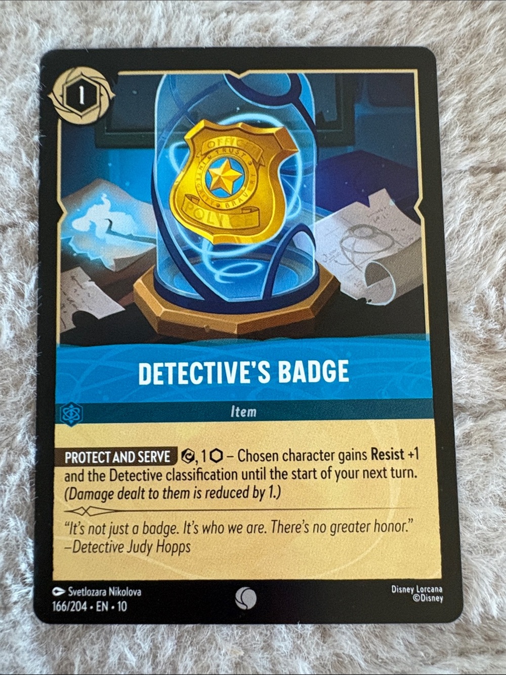 Disney Lorcana Detective's Badge Trading Card 166/204 Whispers in the Well